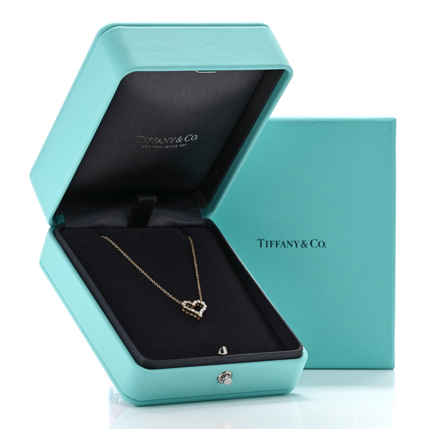 Tiffany 18K Yellow Gold Diamond Mini Heart Pendant Necklace 6 of 6