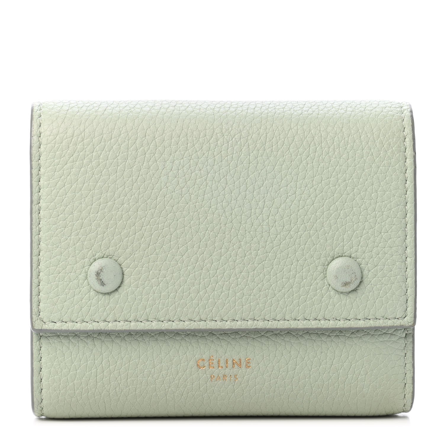 Celine Drummed Calfskin Small Multifunction Folded Wallet Pistachio 1 of 5