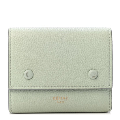 Celine Drummed Calfskin Small Multifunction Folded Wallet Pistachio 1 of 5