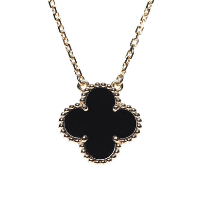 Van Cleef & Arpels 18K Yellow Gold Black Onyx Vintage Alhambra Pendant Necklace 7 of 7