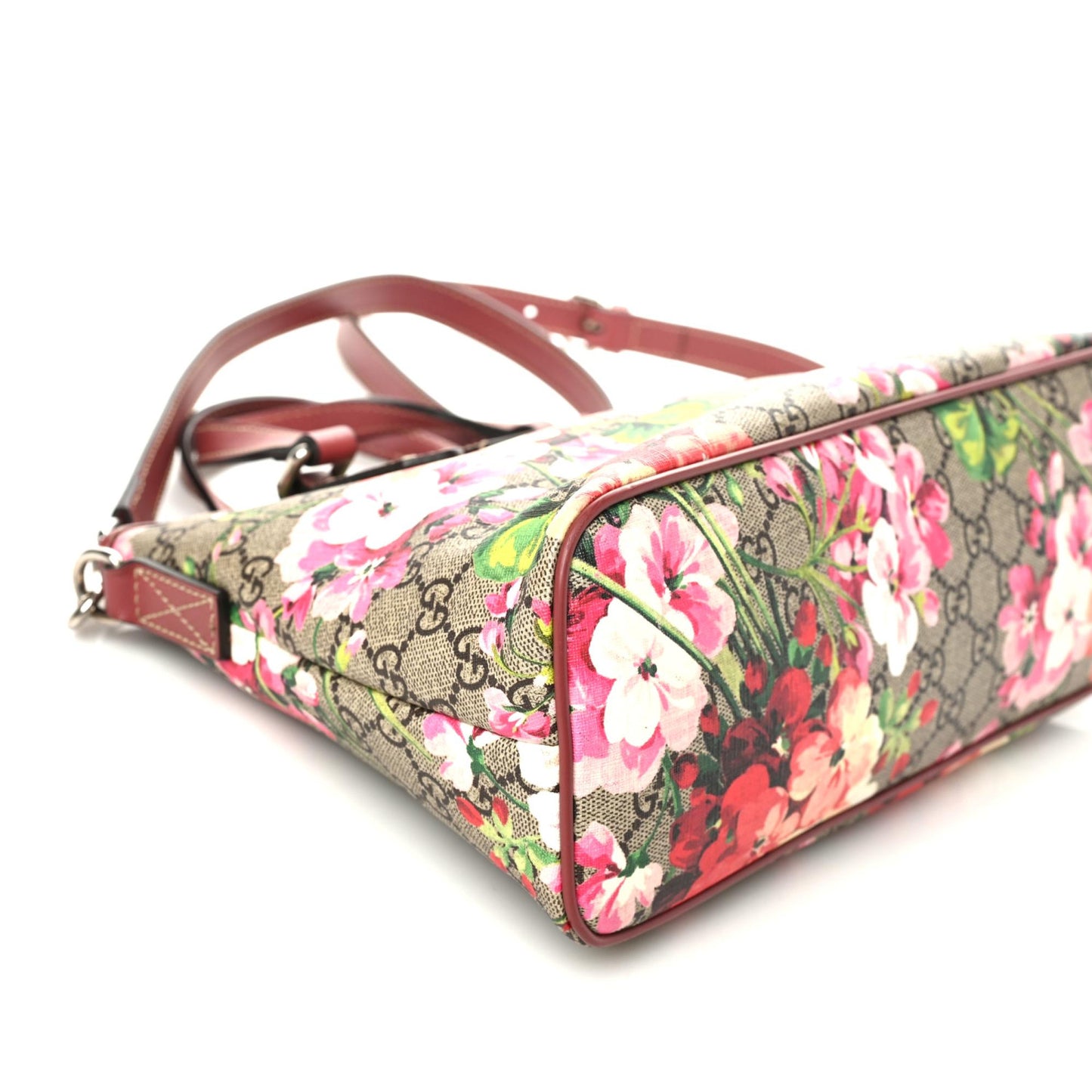 GG Supreme Monogram Blooms Small Zippered Tote Beige Multicolor Dry Rose