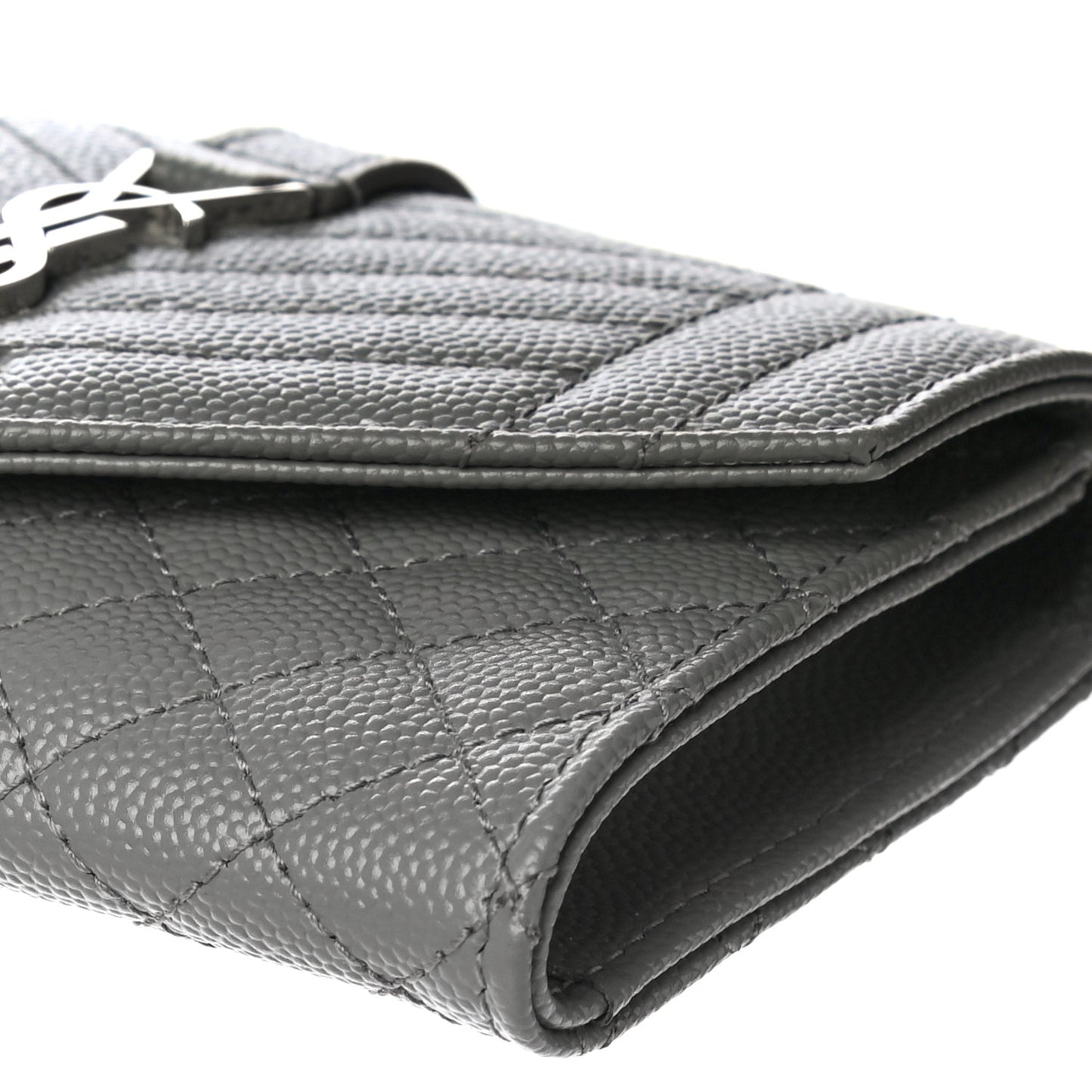 Grain De Poudre Textured Mixed Matelasse Triquilt Small Monogram Envelope Wallet New Stone