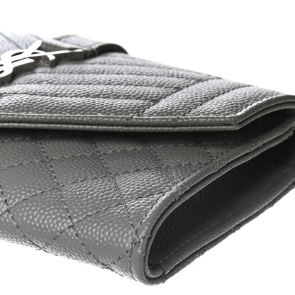 Saint Laurent Grain De Poudre Textured Mixed Matelasse Triquilt Small Monogram Envelope Wallet New Stone 9 of 10