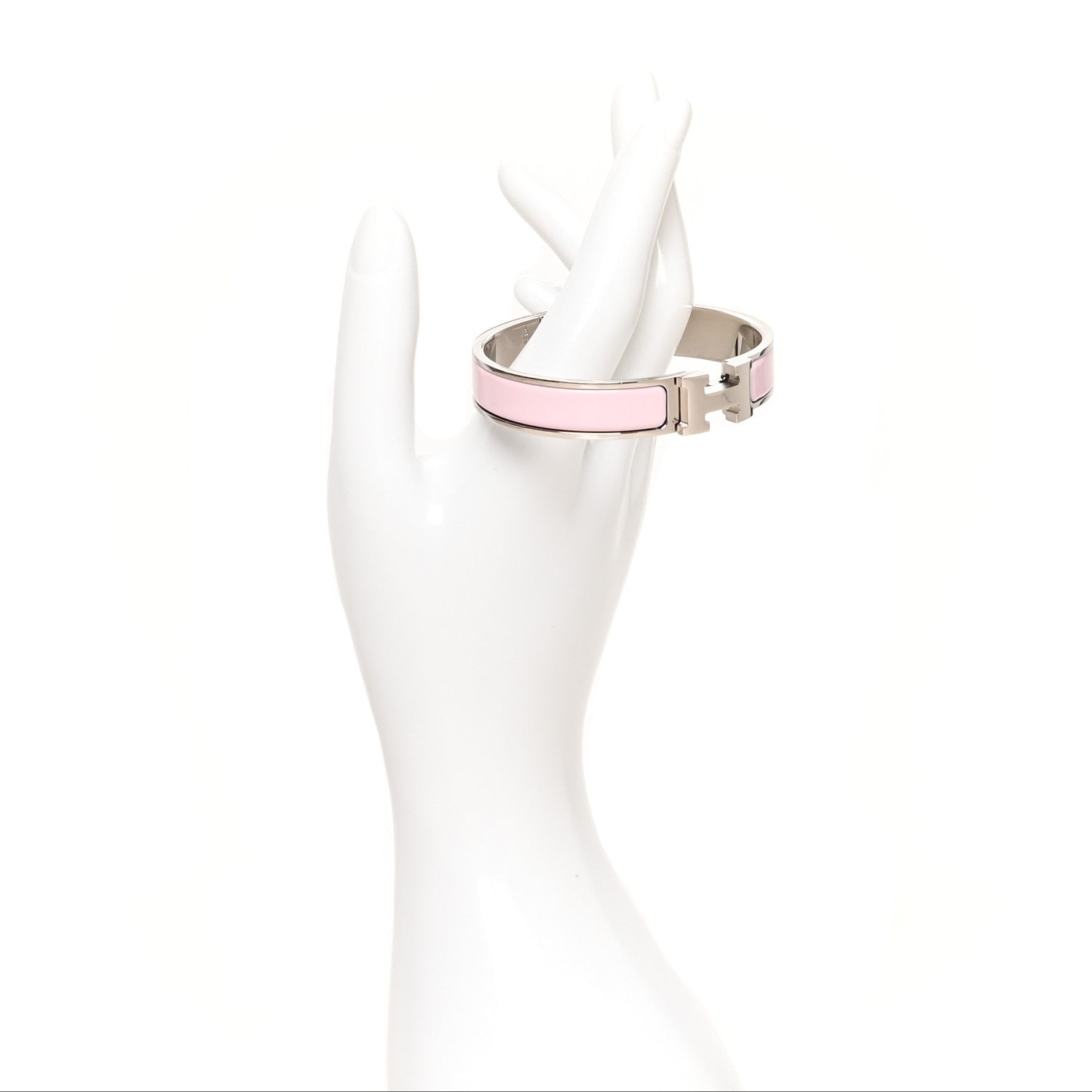Hermes Enamel Narrow Clic Clac H Bracelet PM Rose Candeur 2 of 5