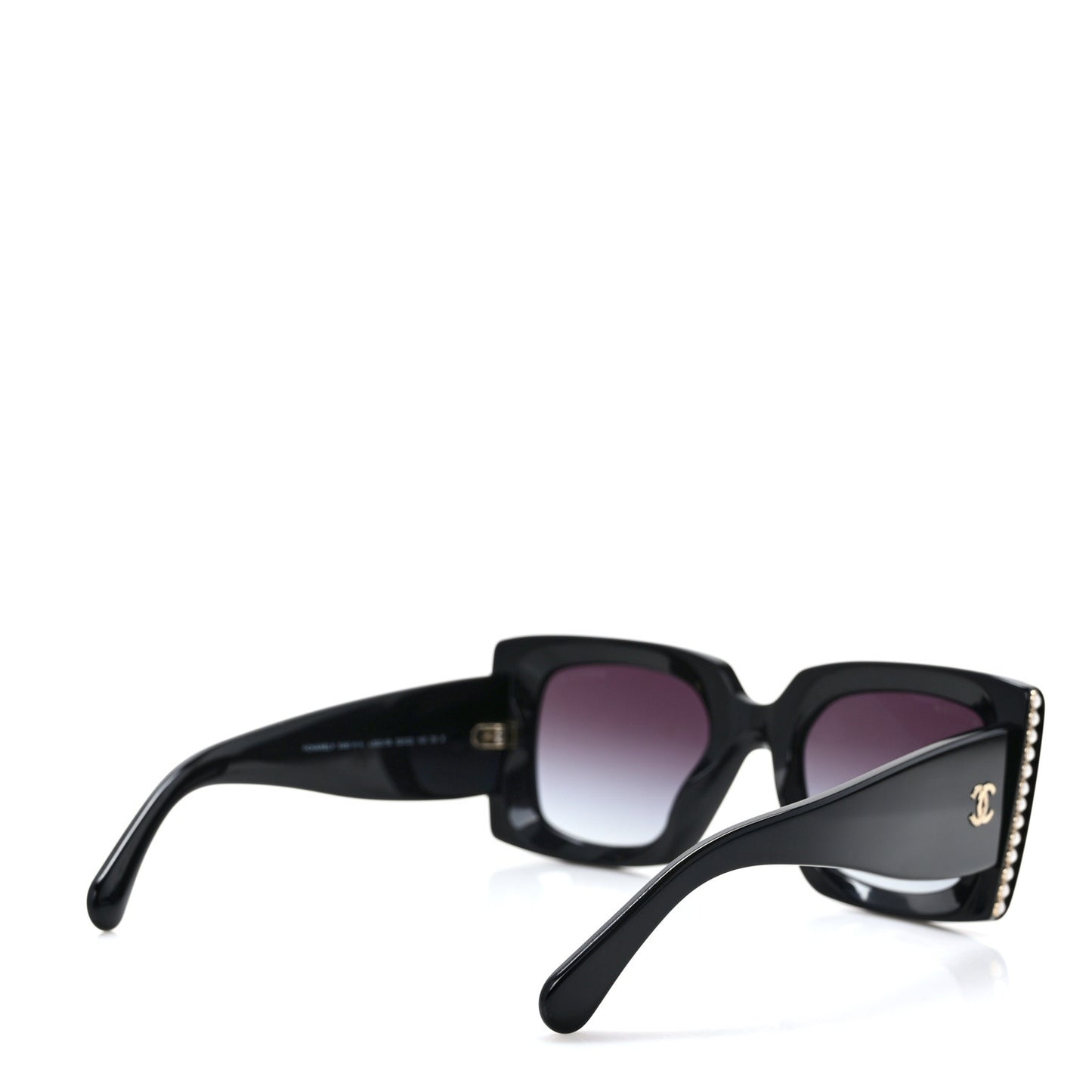 Acetate Pearl Rectangle Sunglasses 5480-H-A Black