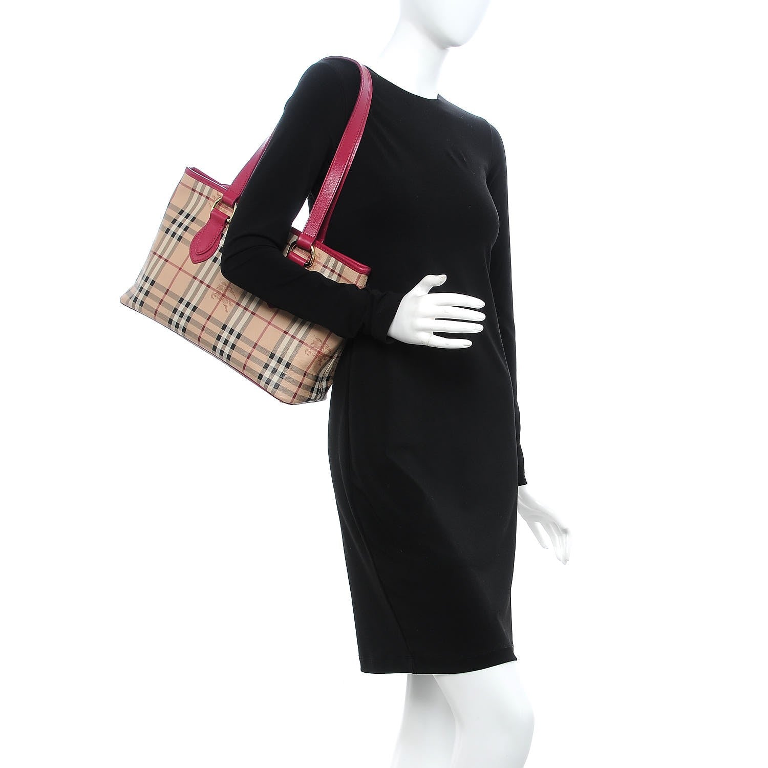 Burberry Haymarket Check Medium Regent Tote Dark Pink 2 of 12