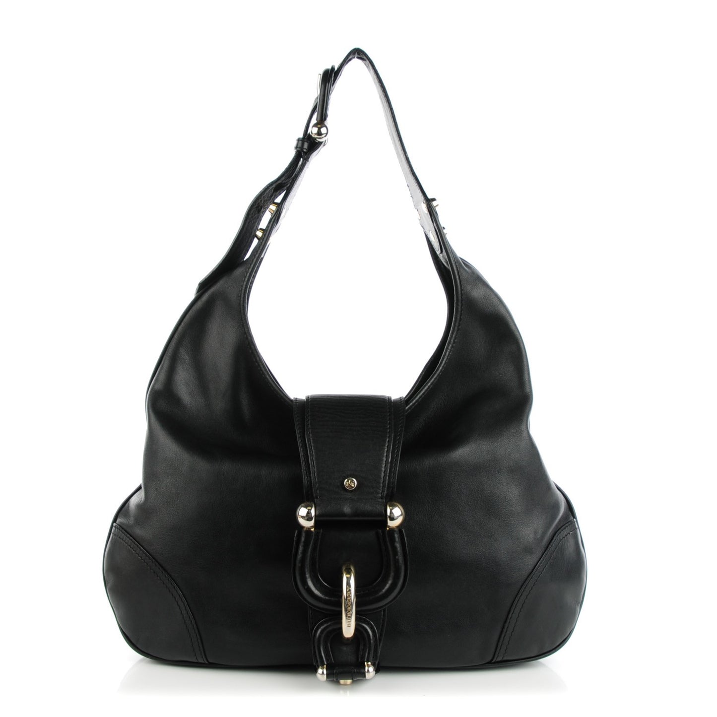 Calfskin Buckle Hobo Black