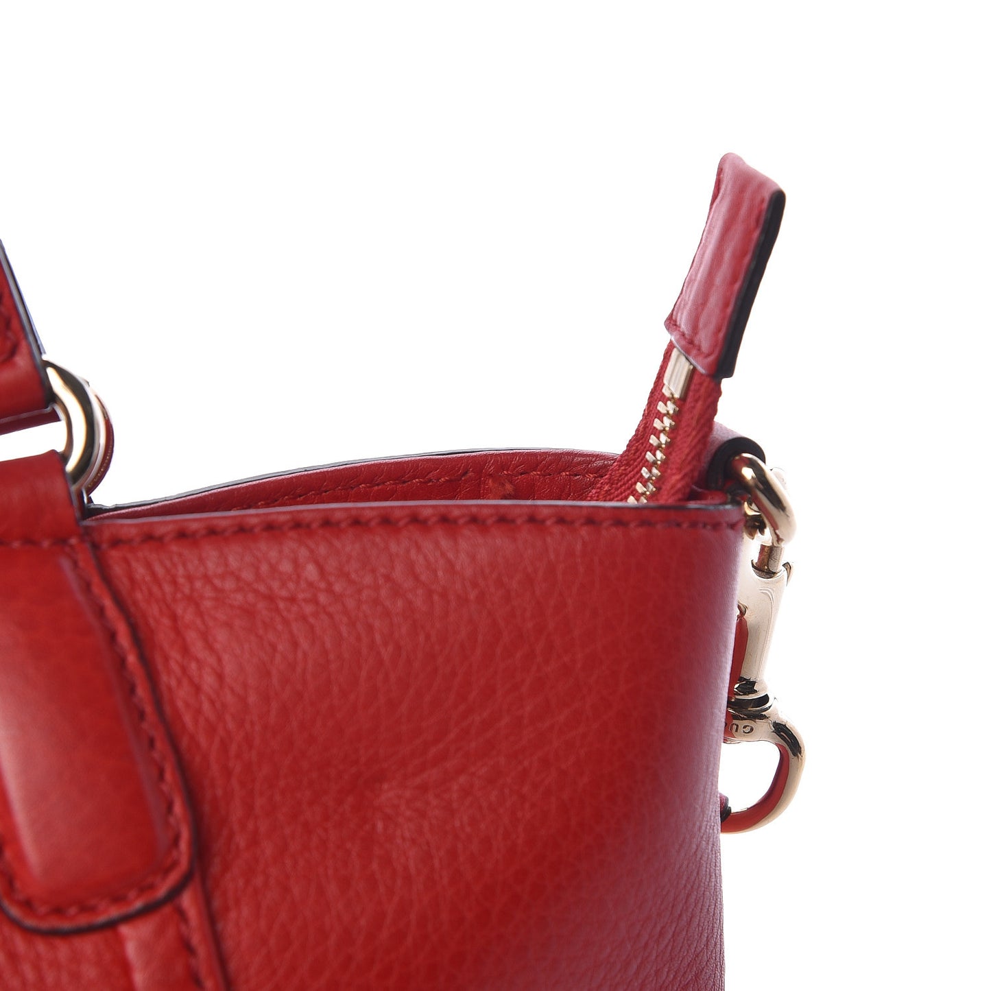 Pebbled Calfskin Small Soho Top Handle Bag Red