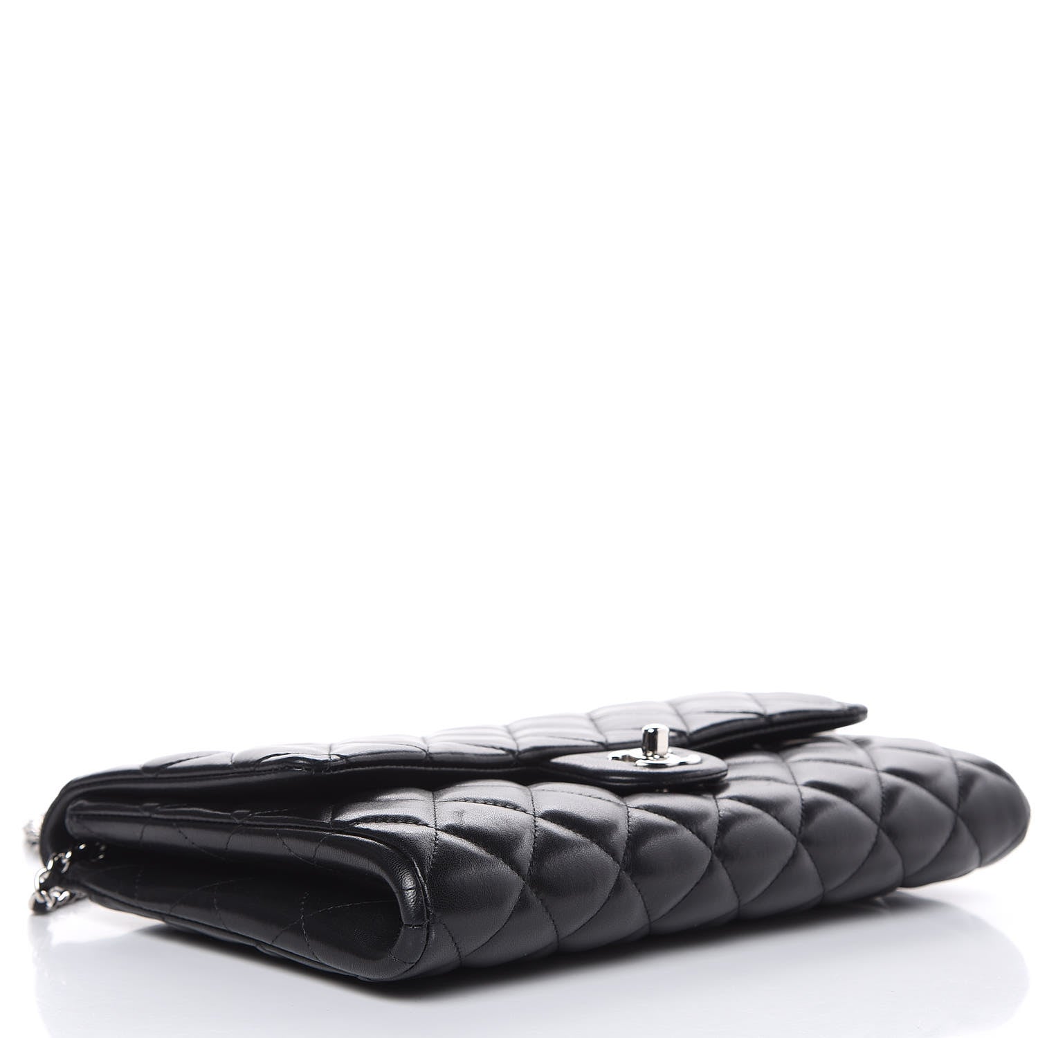 Chanel Lambskin Quilted Clutch With Chain Flap Black 4 of 11