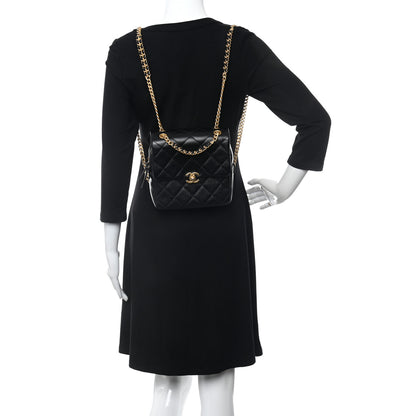Chanel Shiny Caviar Quilted Chain Melody Backpack Black 2 of 10