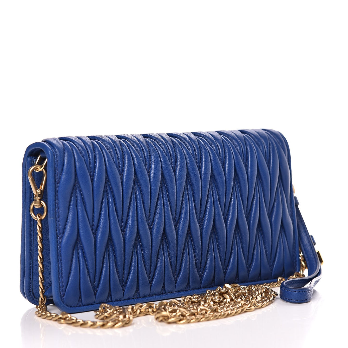 Nappa Matelasse Chain Crossbody Bag Azzurro