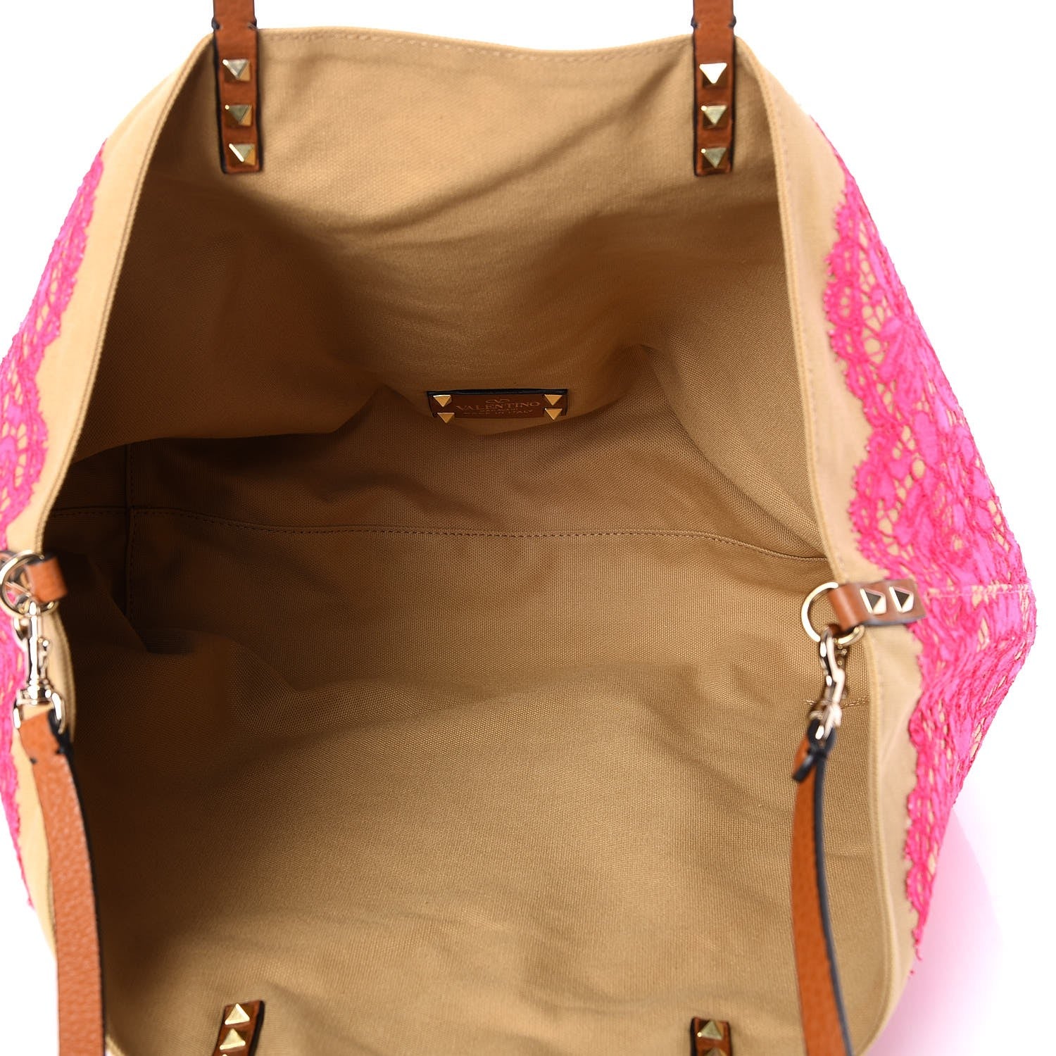 Valentino Garavani Canvas Glam Lace Reversible Tote Pink 5 of 12