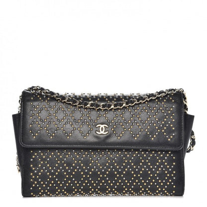 Chanel Lambskin Diamond Studded Chain Clutch Black 1 of 9