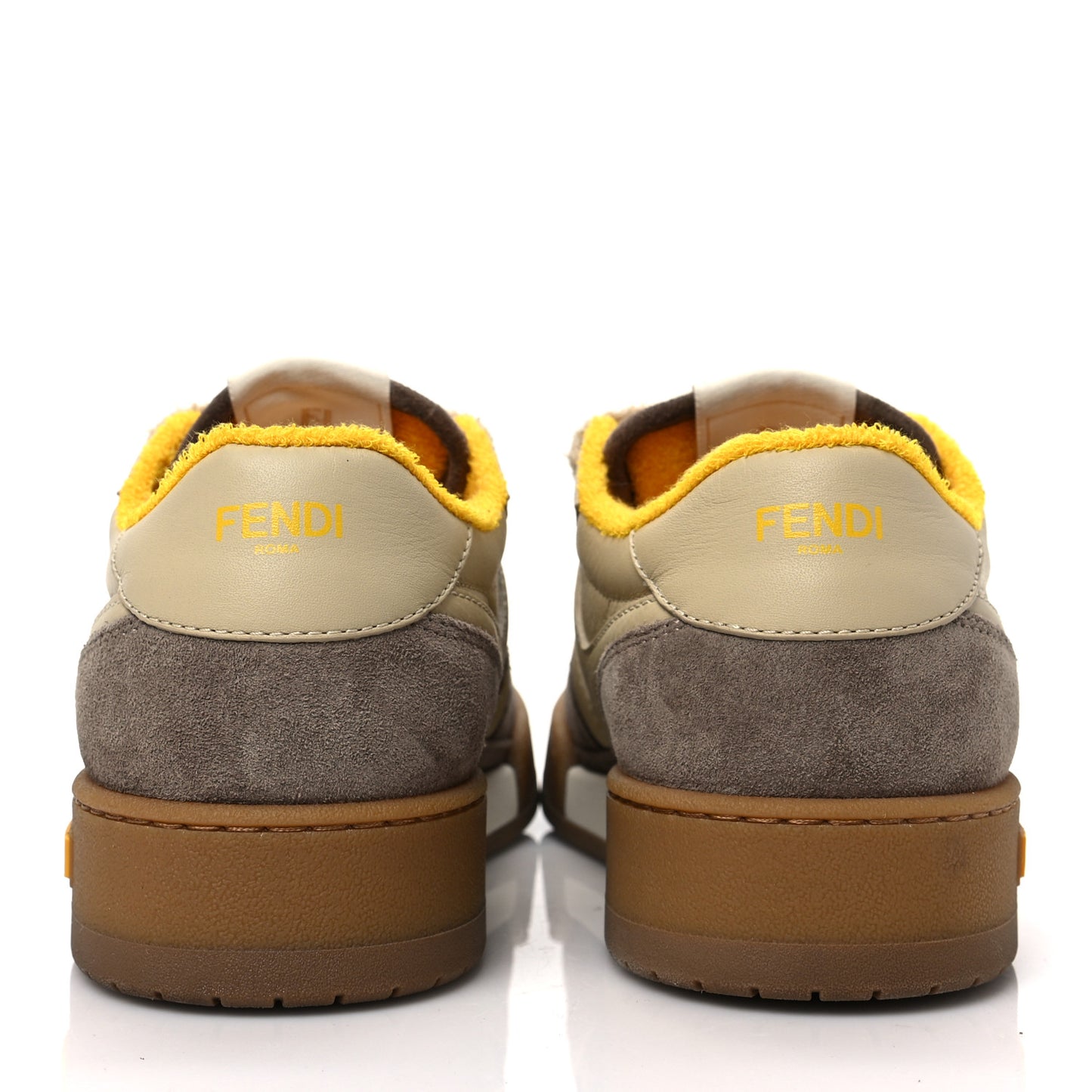 Calfskin Suede Fendi Match Low Top Sneakers 39 Dodo Straw Yellow