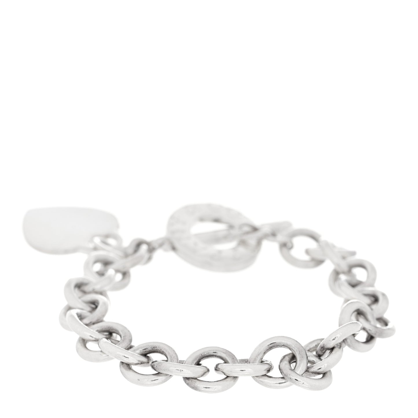 Sterling Silver Heart Tag Toggle Bracelet