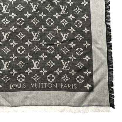 Louis Vuitton Silk Wool Monogram Denim Shawl Black 2 of 4
