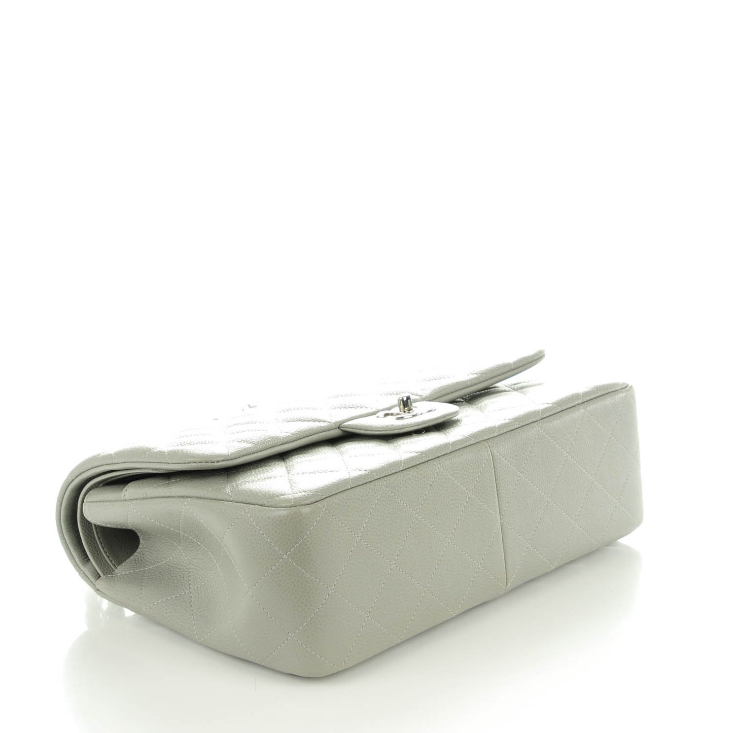 Caviar Quilted Jumbo Double Flap Grey