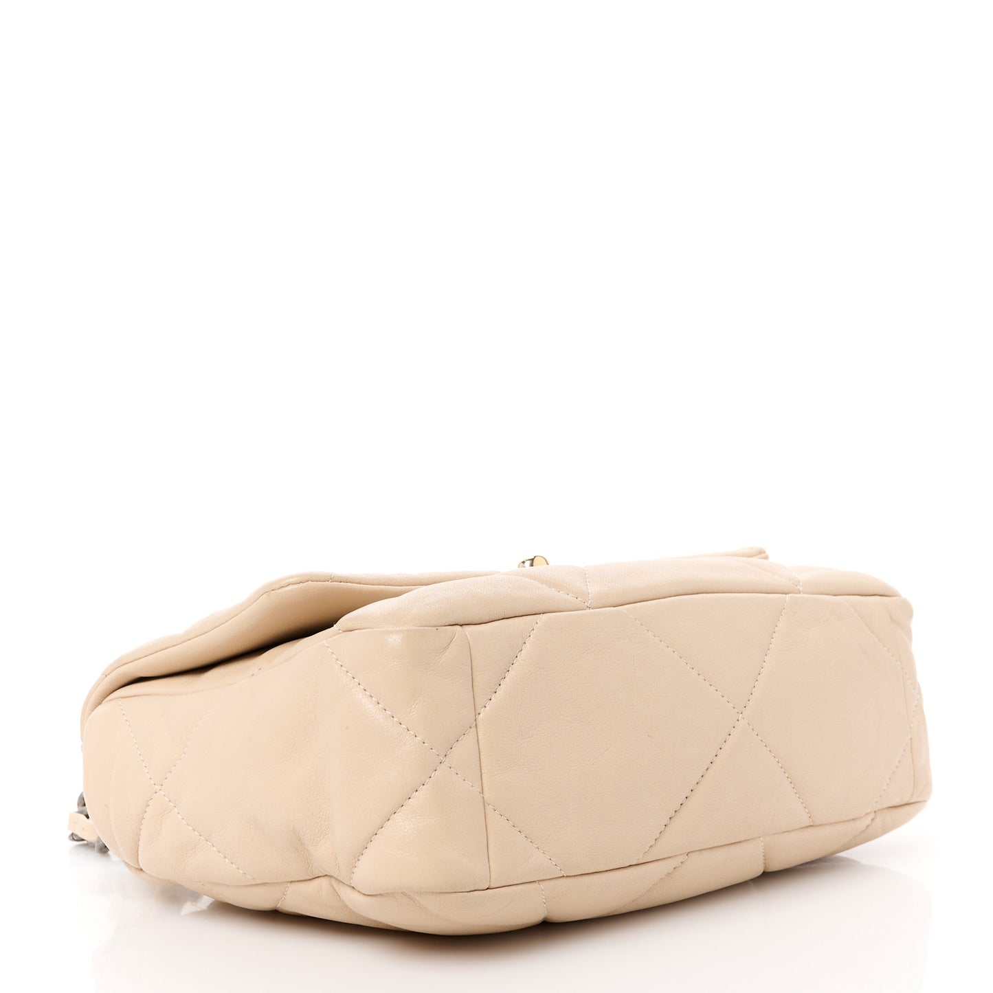 Goatskin Quilted Medium Chanel 19 Flap Beige