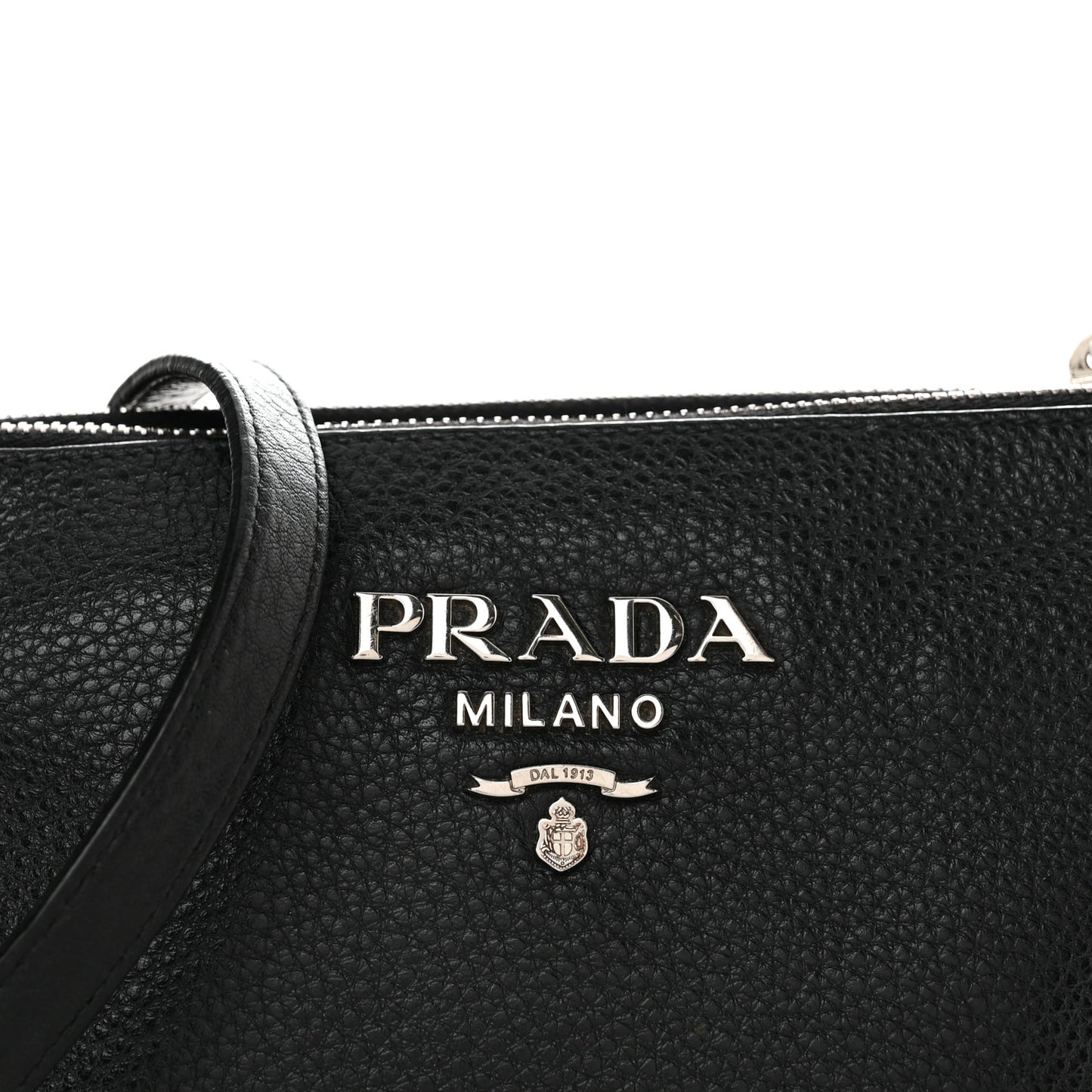 Vitello Daino Double Zip Crossbody Bag Black