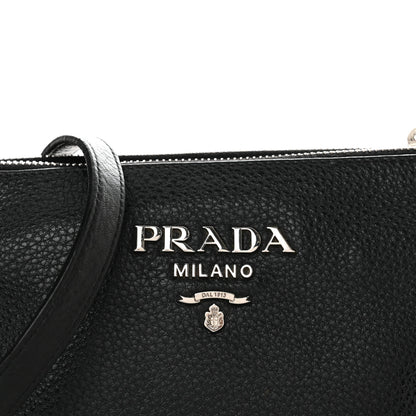 Prada Vitello Daino Double Zip Crossbody Bag Black 10 of 12