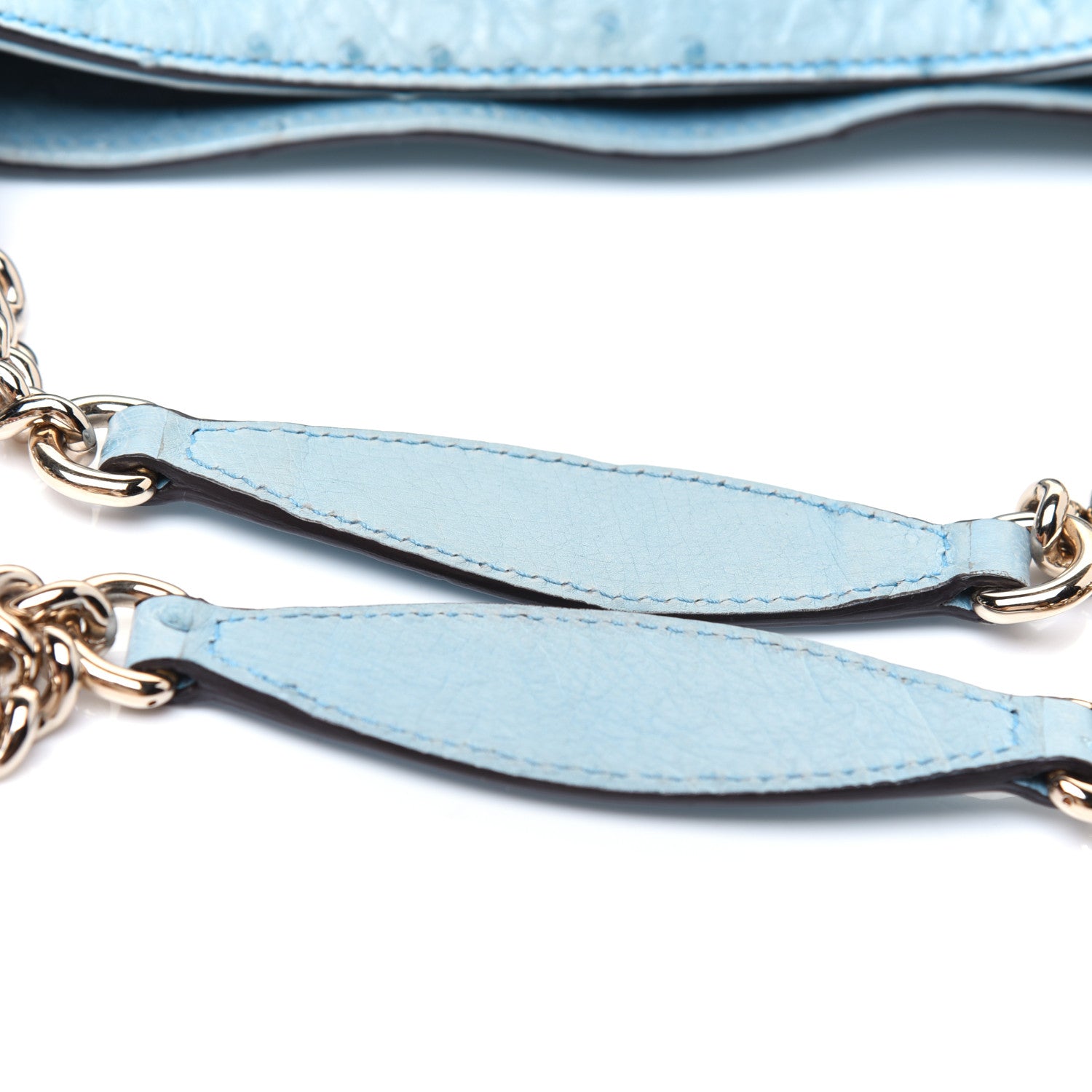 Gucci Ostrich Medium Soho Chain Shoulder Bag Light Blue 17 of 17