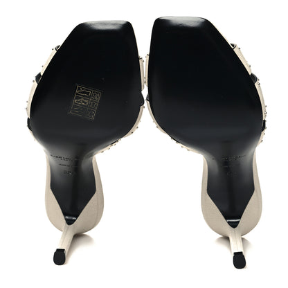 Saint Laurent Grain De Poudre Tribute 85 Slide Studded Sandals 35.5 Off White 5 of 9