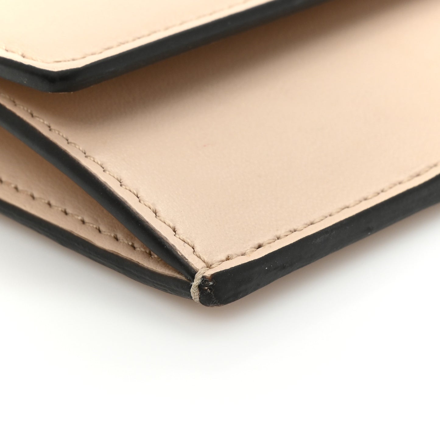 Vitello King Tamponato Logo Embossed Fold Over Card Holder Wallet Poudre