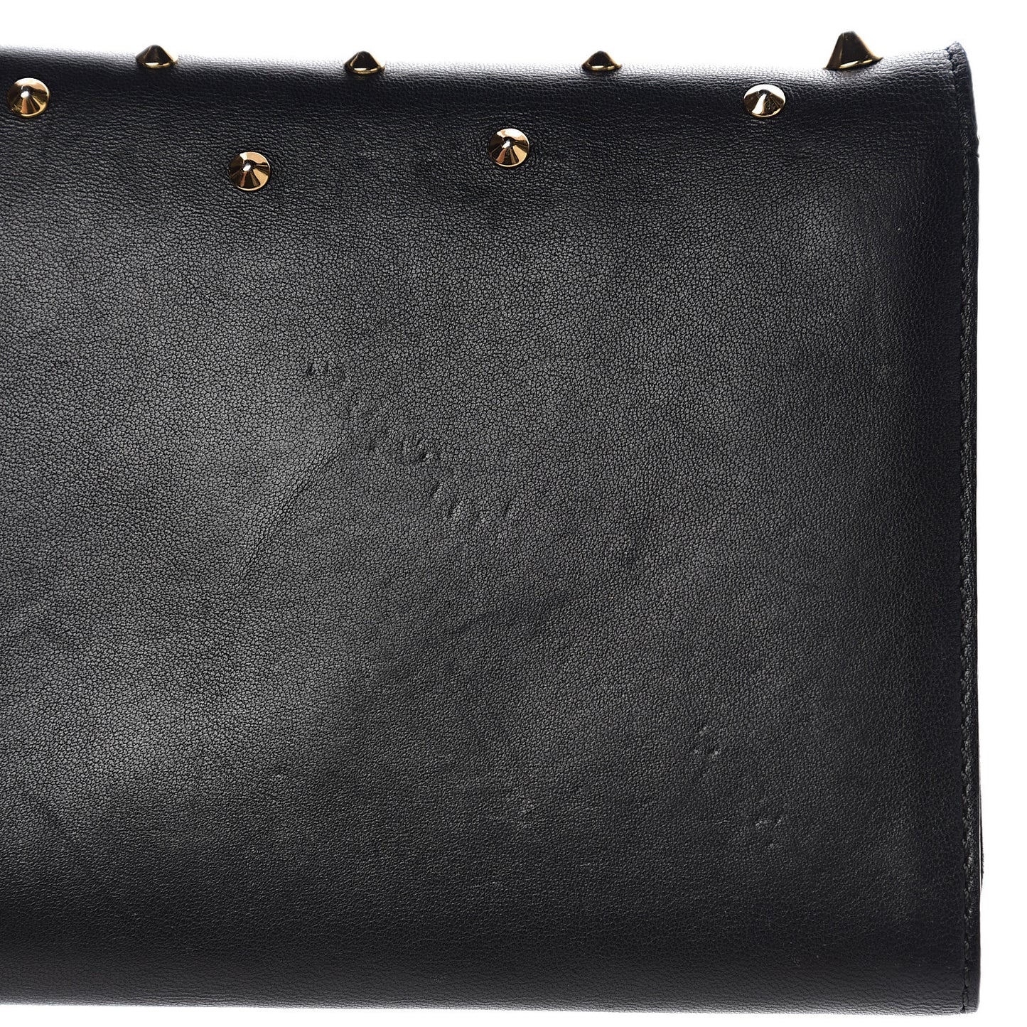Vitello Studded Palazzo Medusa Evening Clutch Bag Black