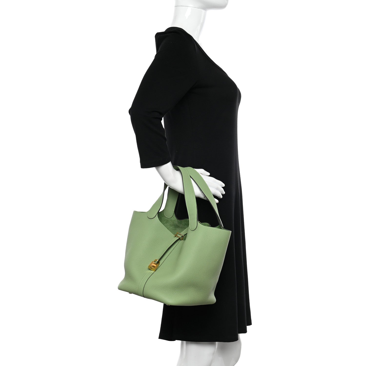 Hermes Taurillon Clemence Picotin Lock 22 MM Vert Criquet 2 of 11