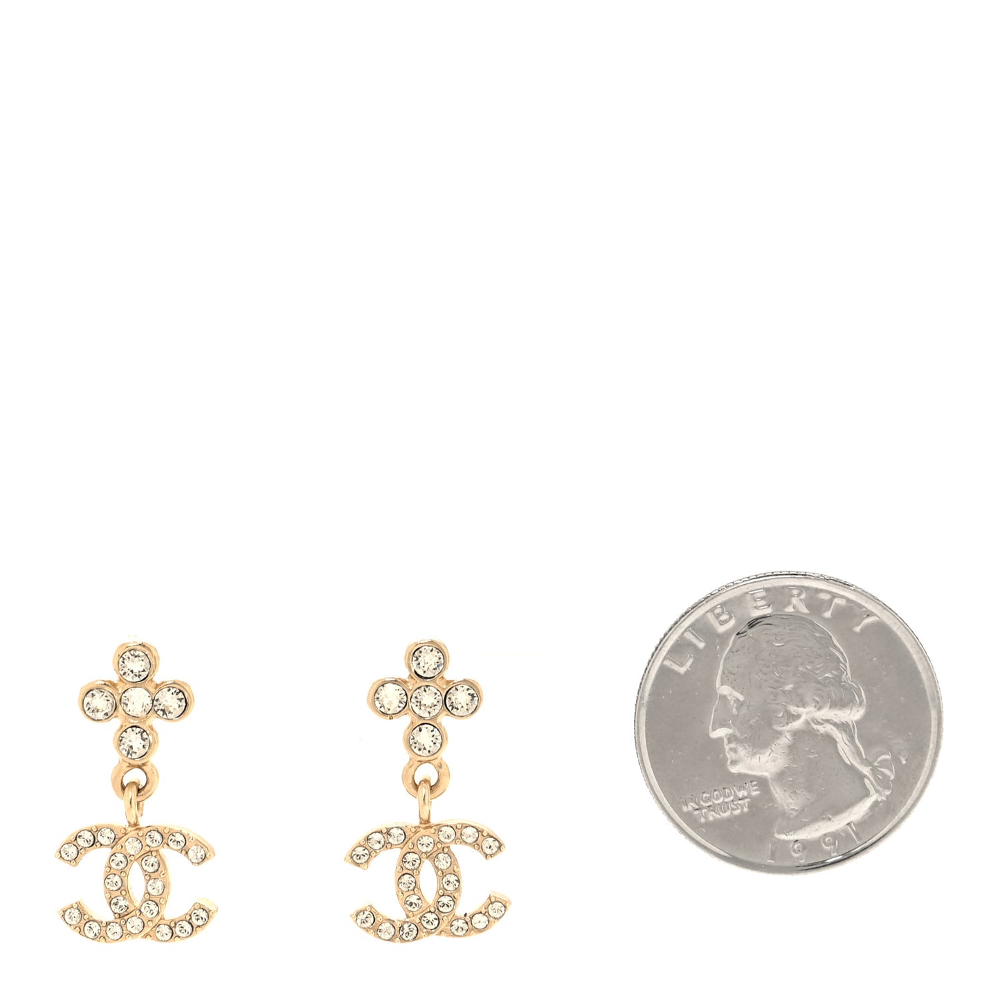Crystal CC Drop Earrings Gold