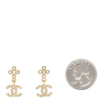 Chanel Crystal CC Drop Earrings Gold 2 of 5