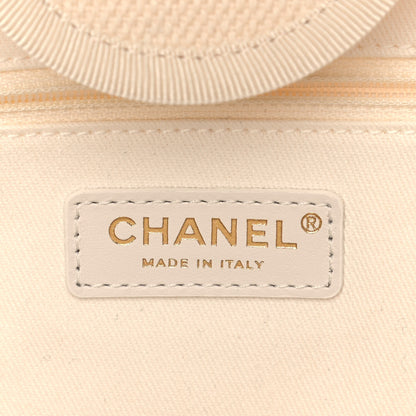 Chanel Canvas Pearl Medium Deauville Tote Ecru Beige 6 of 13