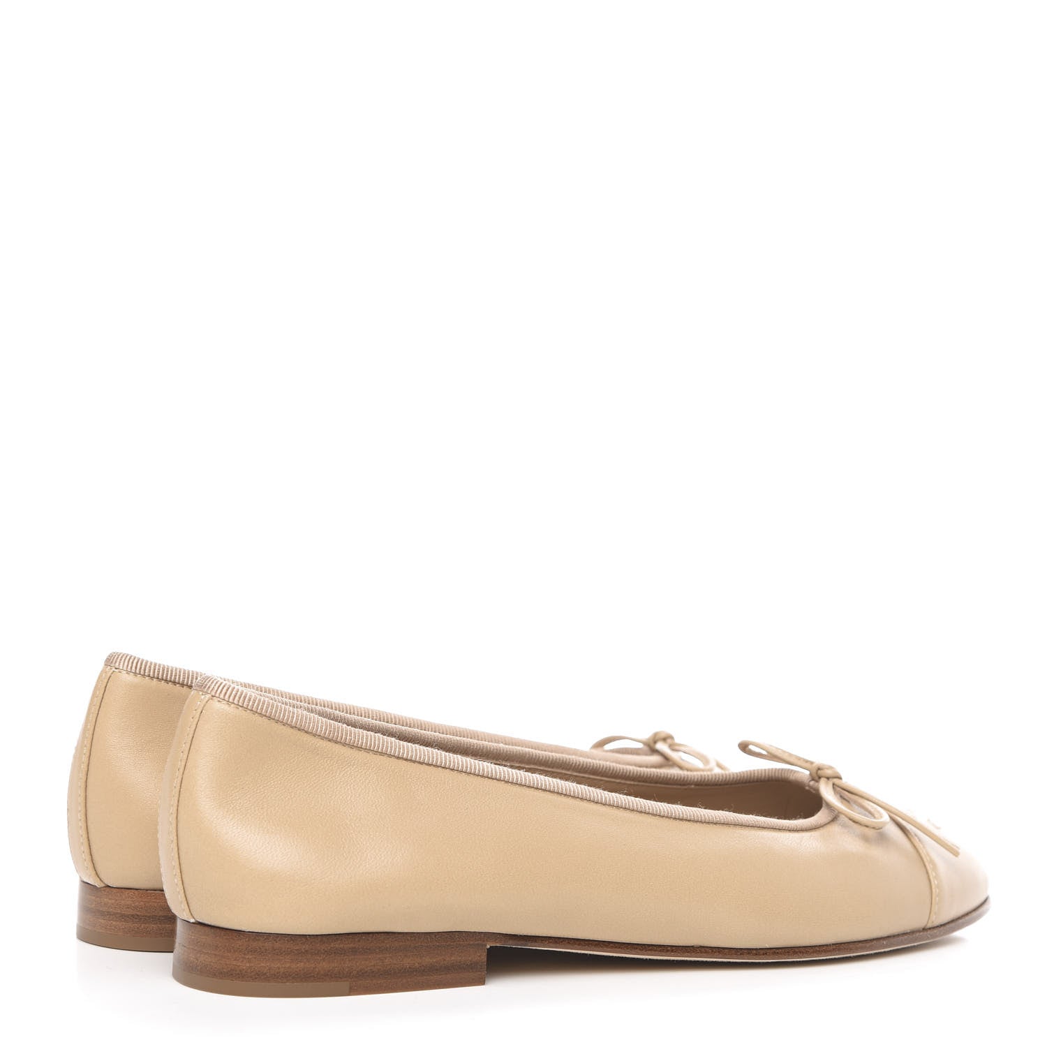 Chanel Lambskin Cap Toe CC Ballerina Flats 36.5 Beige 4 of 8