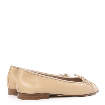 Chanel Lambskin Cap Toe CC Ballerina Flats 36.5 Beige 4 of 8