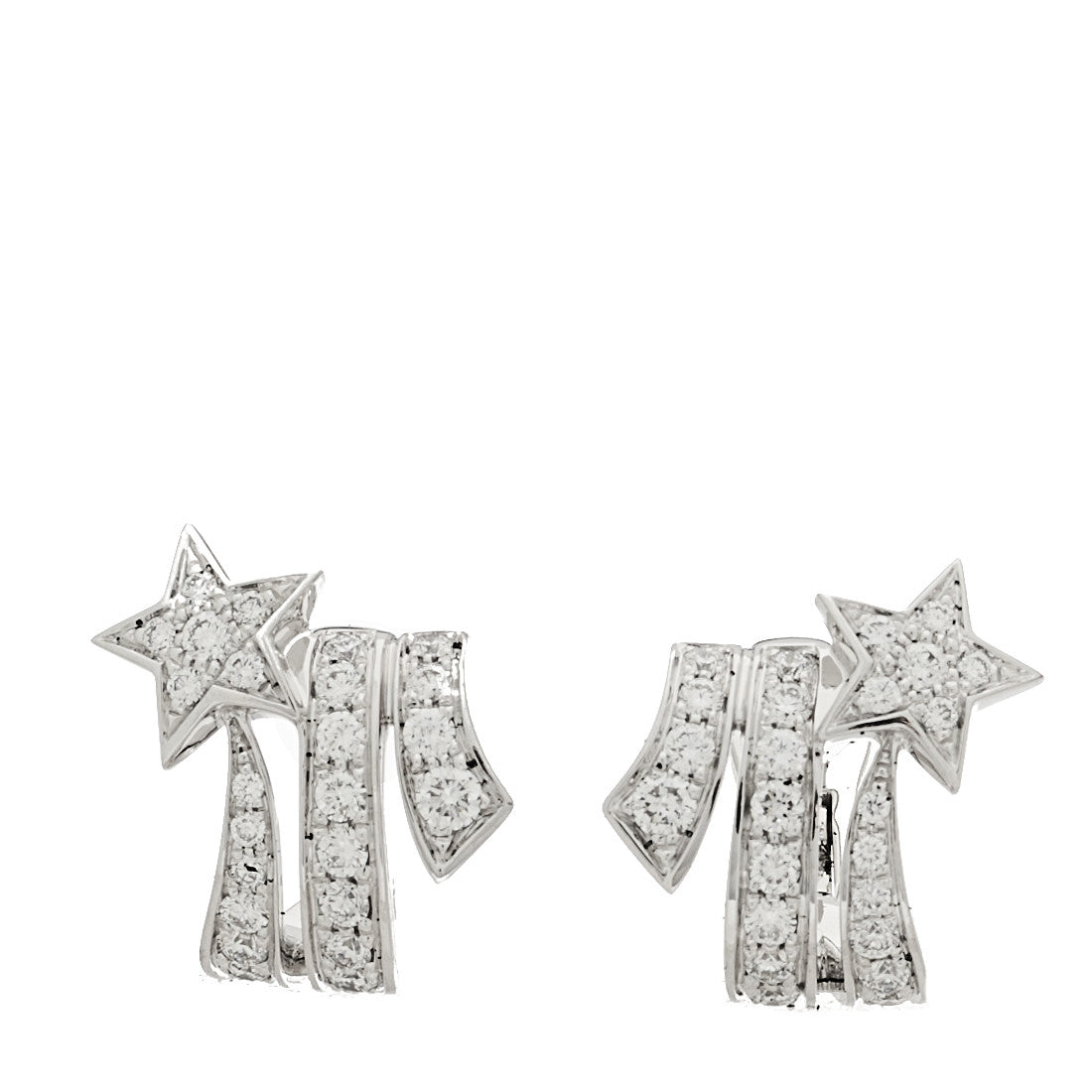 18K White Gold Diamond Etoile Filante Earrings