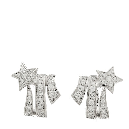 Chanel 18K White Gold Diamond Etoile Filante Earrings 1 of 5