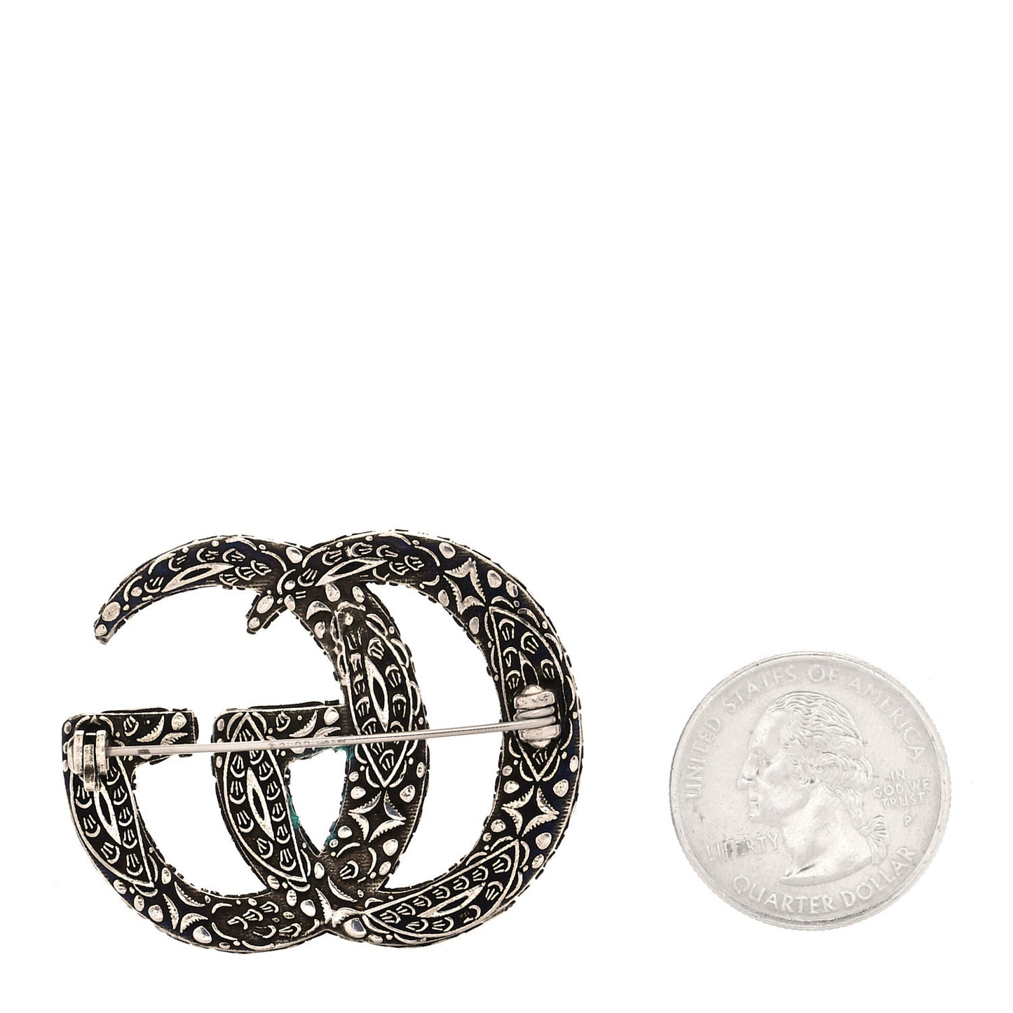 Sterling Silver Enamel GG Brooch Turquoise