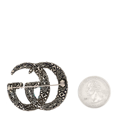 Gucci Sterling Silver Enamel GG Brooch Turquoise 3 of 5