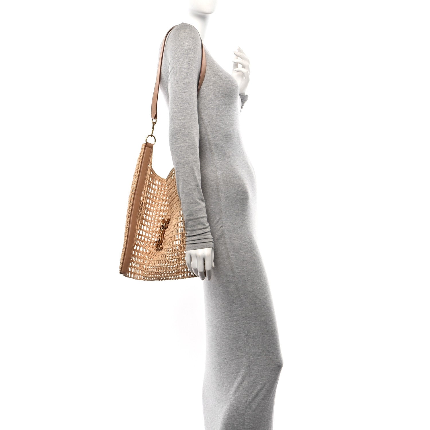 Saint Laurent Raffia Calfskin Oxalis Shoulder Bag Naturale 2 of 10