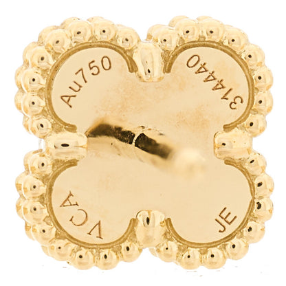 Van Cleef & Arpels 18K Yellow Gold Mother of Pearl Sweet Alhambra Earrings 4 of 5