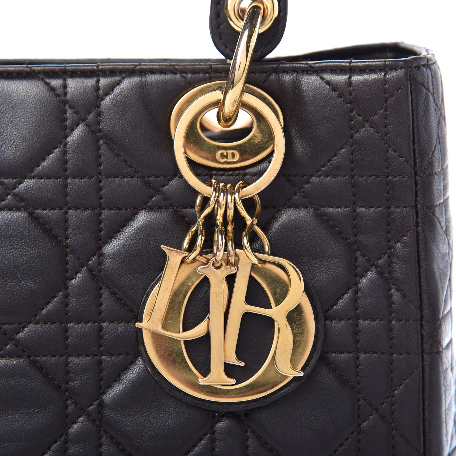 Christian Dior Lambskin Cannage Medium Lady Dior Dark Brown 11 of 11