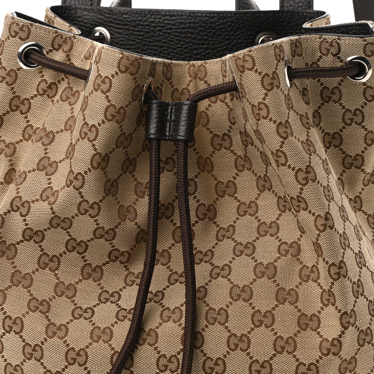 Monogram Dollar Calfskin O Drawstring Backpack Beige Ebony Testa di Moro Dark Chocolate