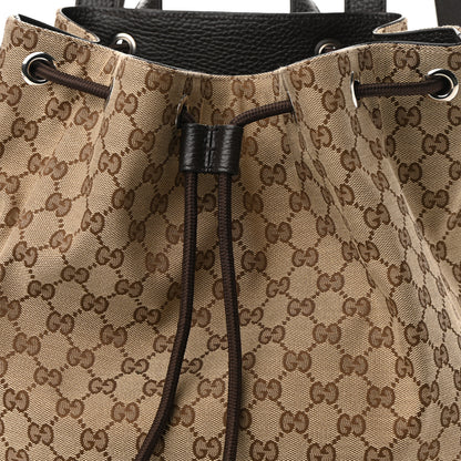 Gucci Monogram Dollar Calfskin O Drawstring Backpack Beige Ebony Testa di Moro Dark Chocolate 8 of 10
