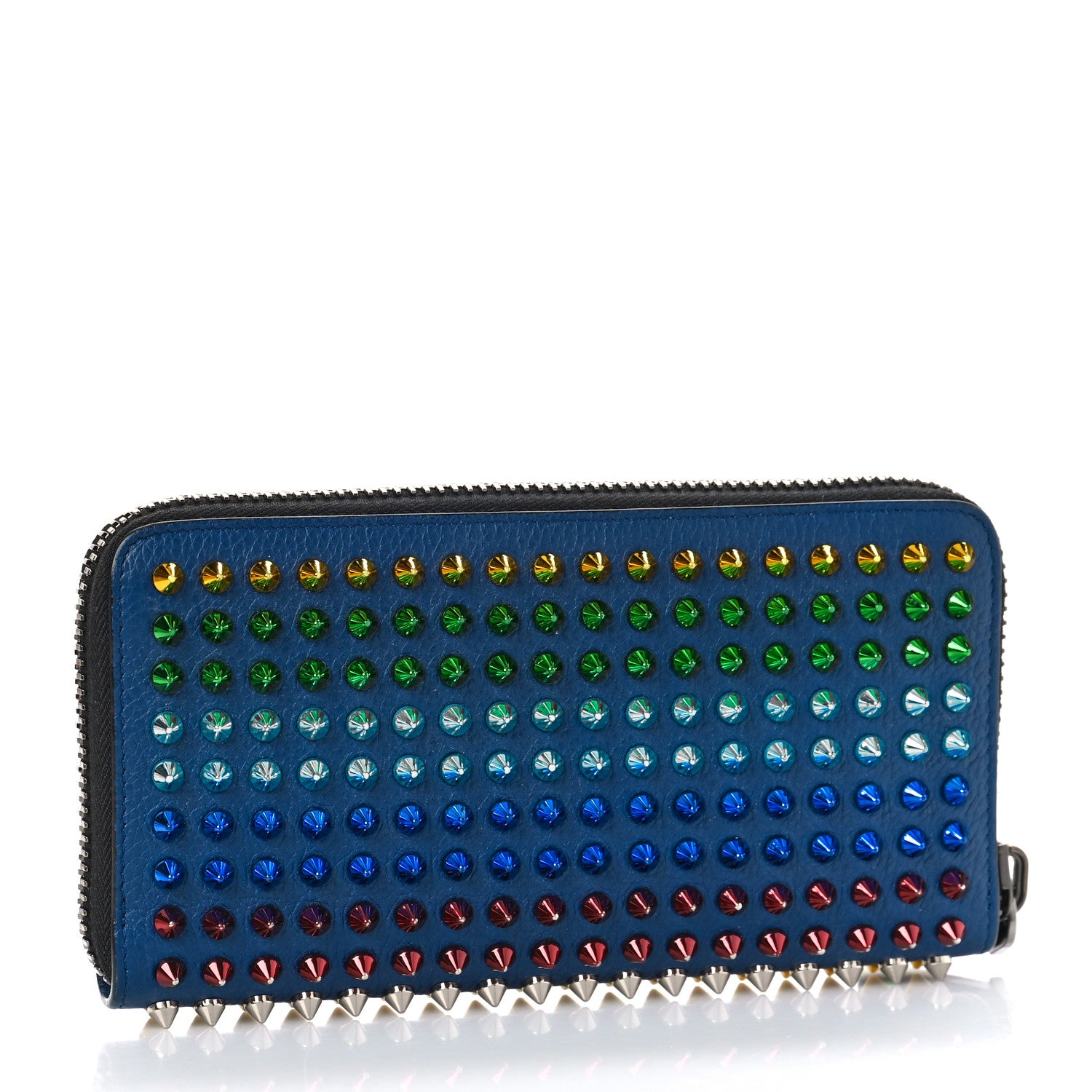 Christian Louboutin Calfskin Paris Panettone Spiked Zip Around Wallet Multicolor 3 of 12