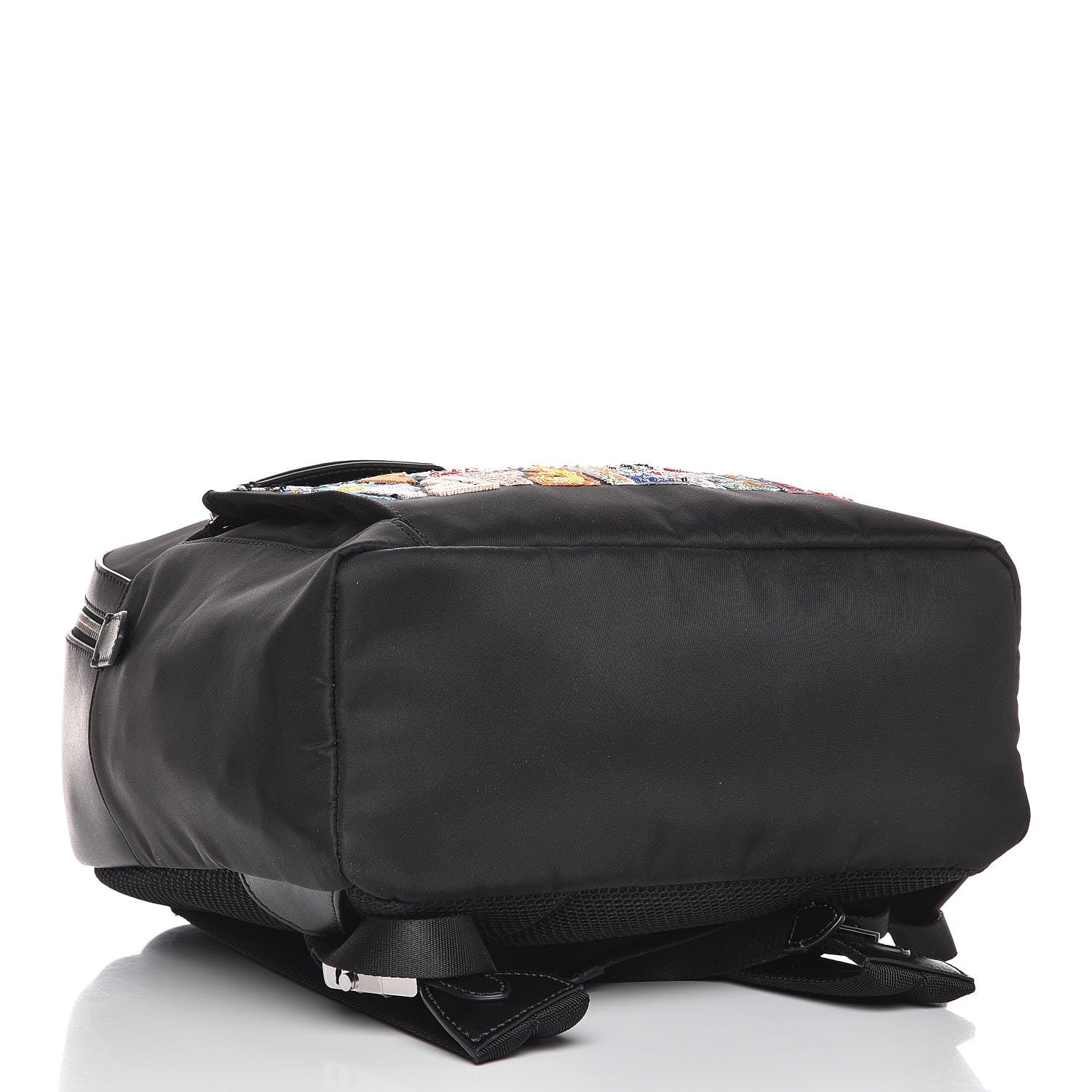 Fendi Nylon Vitello Liberty Sequin Fun Fair Embroidered Backpack Black 4 of 8