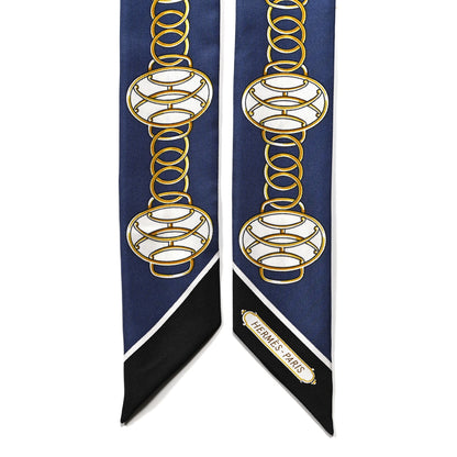 Hermes Silk Lift Profile Twilly Marine Black Gold 5 of 5