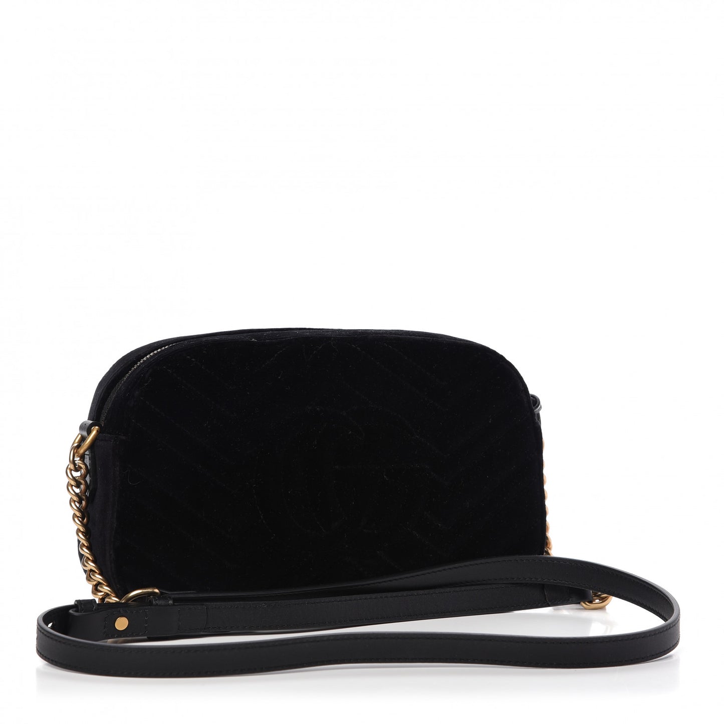 Velvet Matelasse Small GG Marmont Chain Shoulder Bag Black