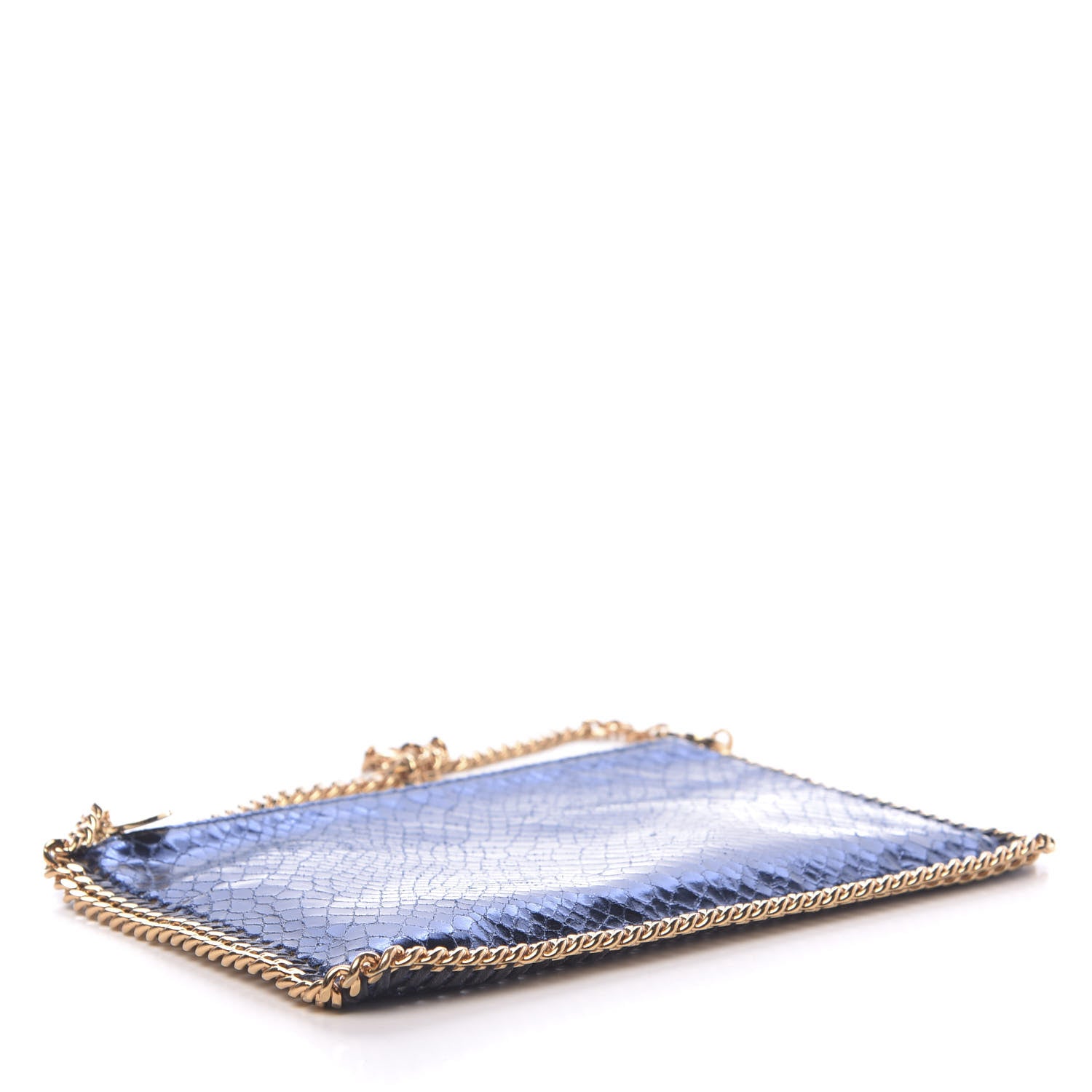 Stella McCartney Metallic Faux Snakeskin Falabella Clutch Blue 4 of 11