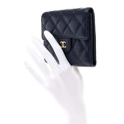 Chanel Caviar Quilted Compact Flap Wallet Navy 2 of 8