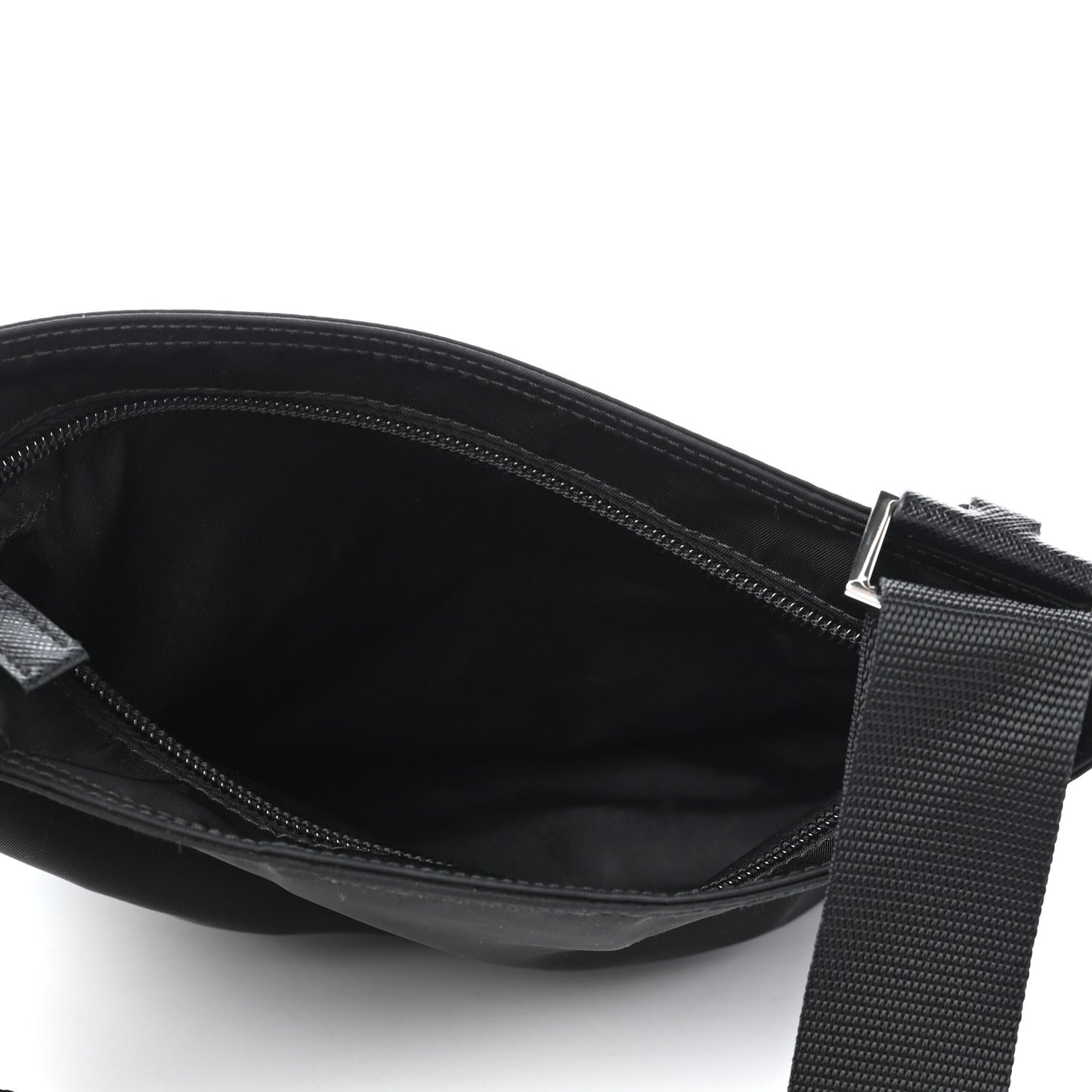 Tessuto Nylon Saffiano Flat Messenger Bag Black